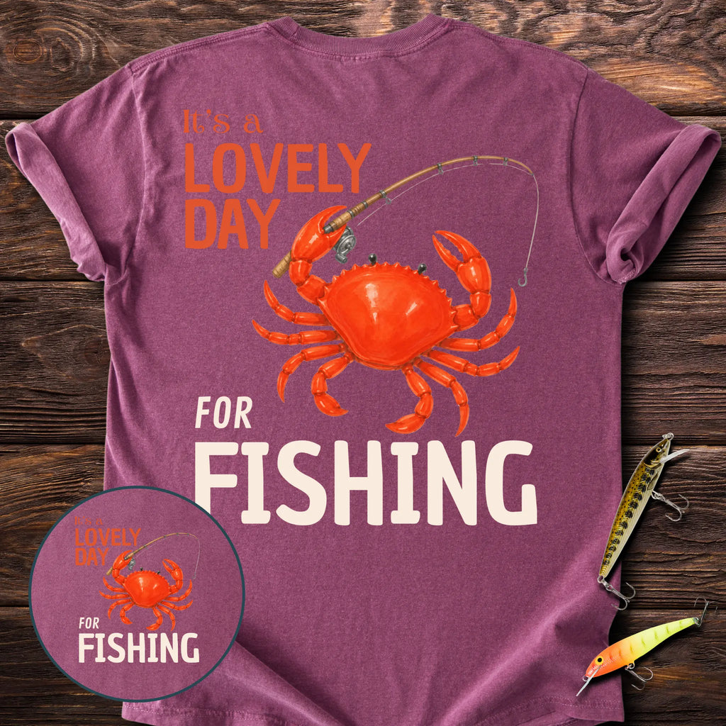 Lovely Day For Fishing Back Print T-Shirt