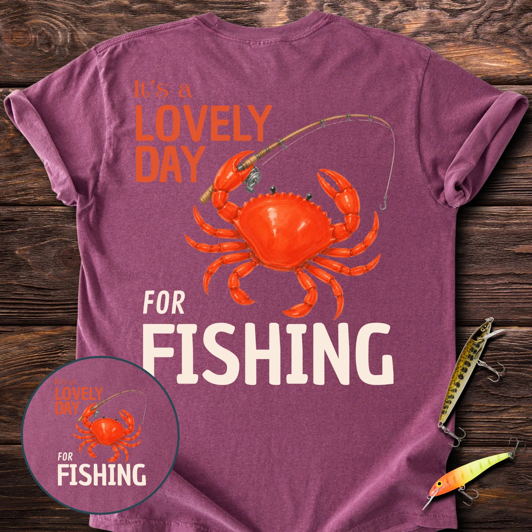 Lovely Day For Fishing Back Print T-Shirt