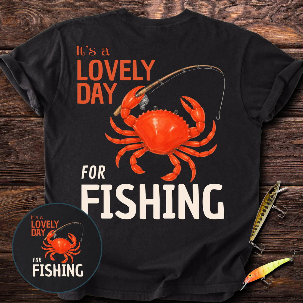 Lovely Day For Fishing Back Print T-Shirt