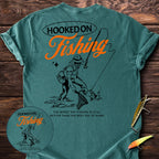 Hooked On Fishing Back Print T-Shirt