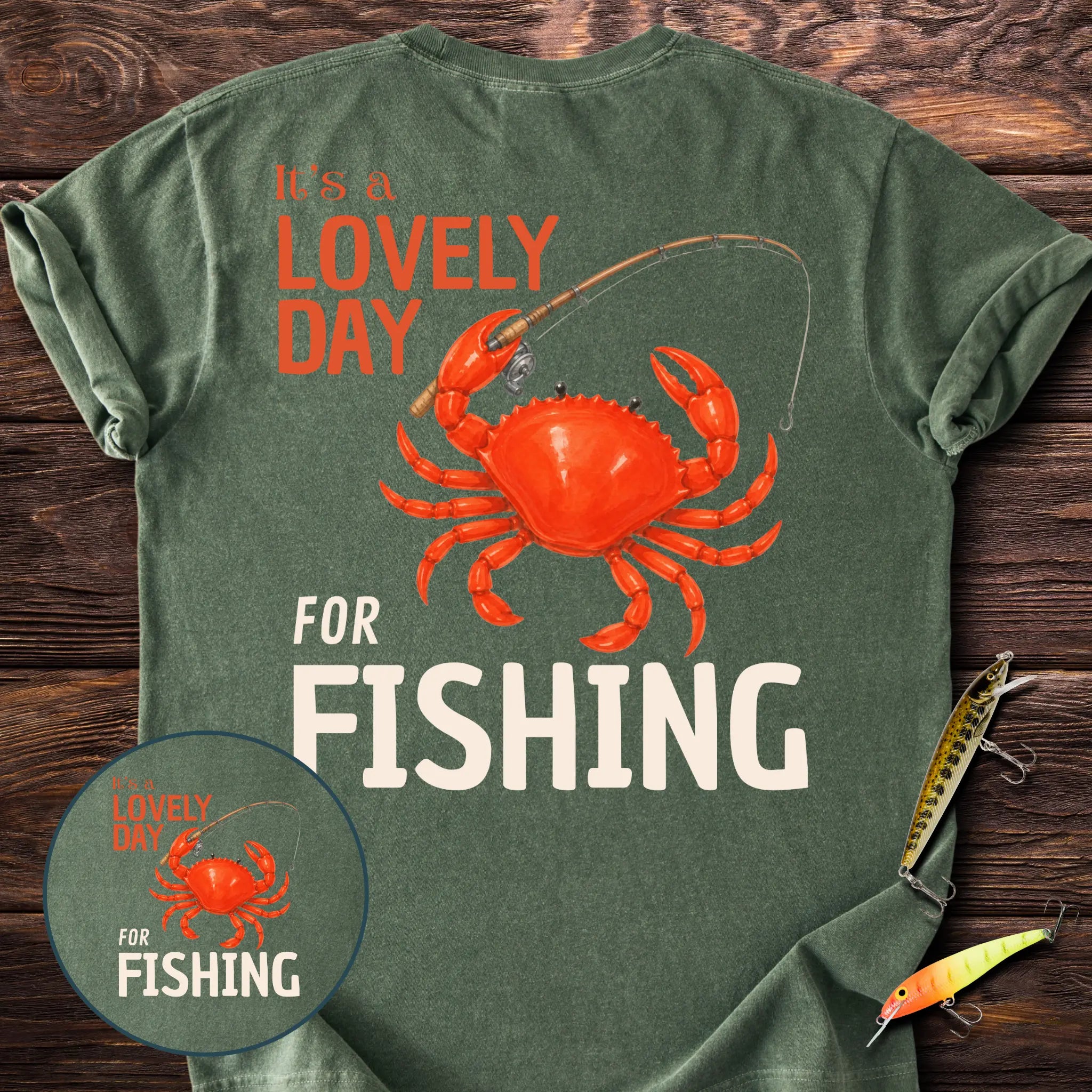 Lovely Day For Fishing Back Print T-Shirt