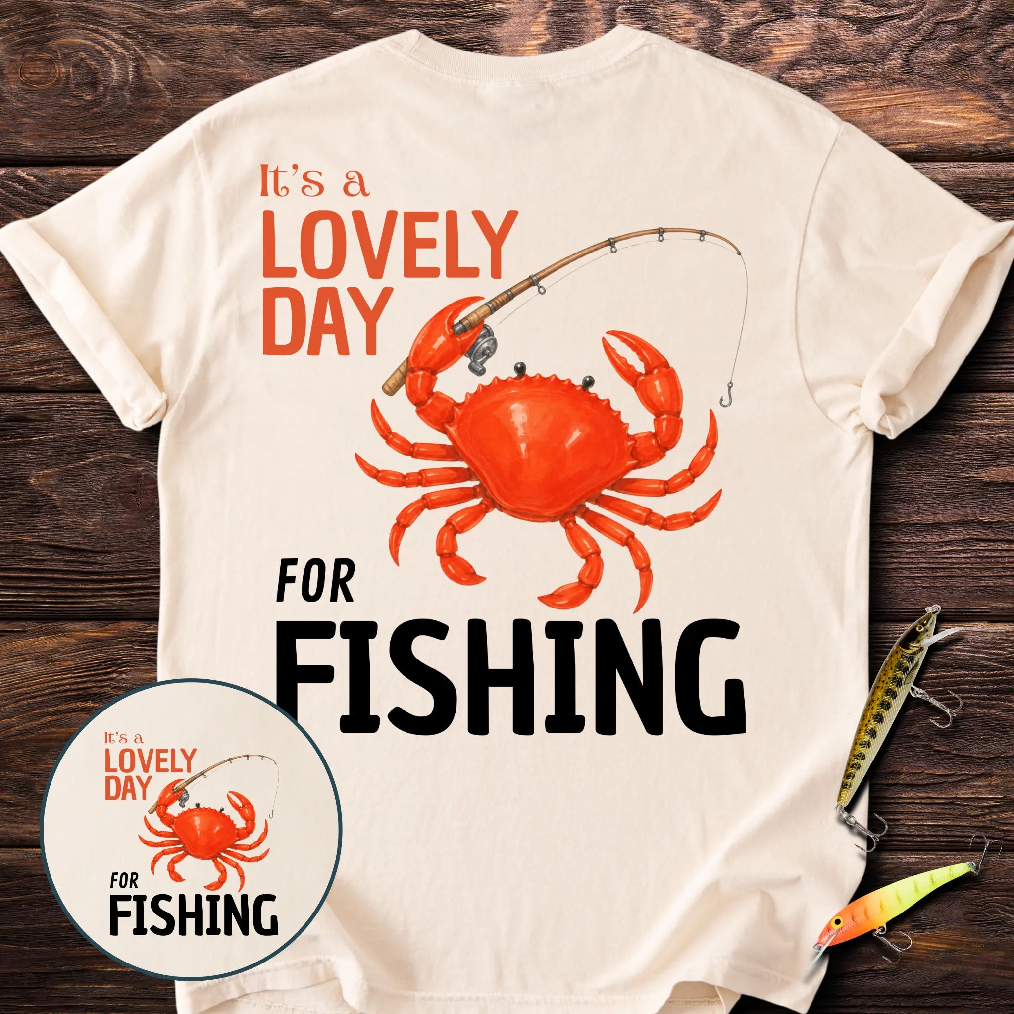 Lovely Day For Fishing Back Print T-Shirt