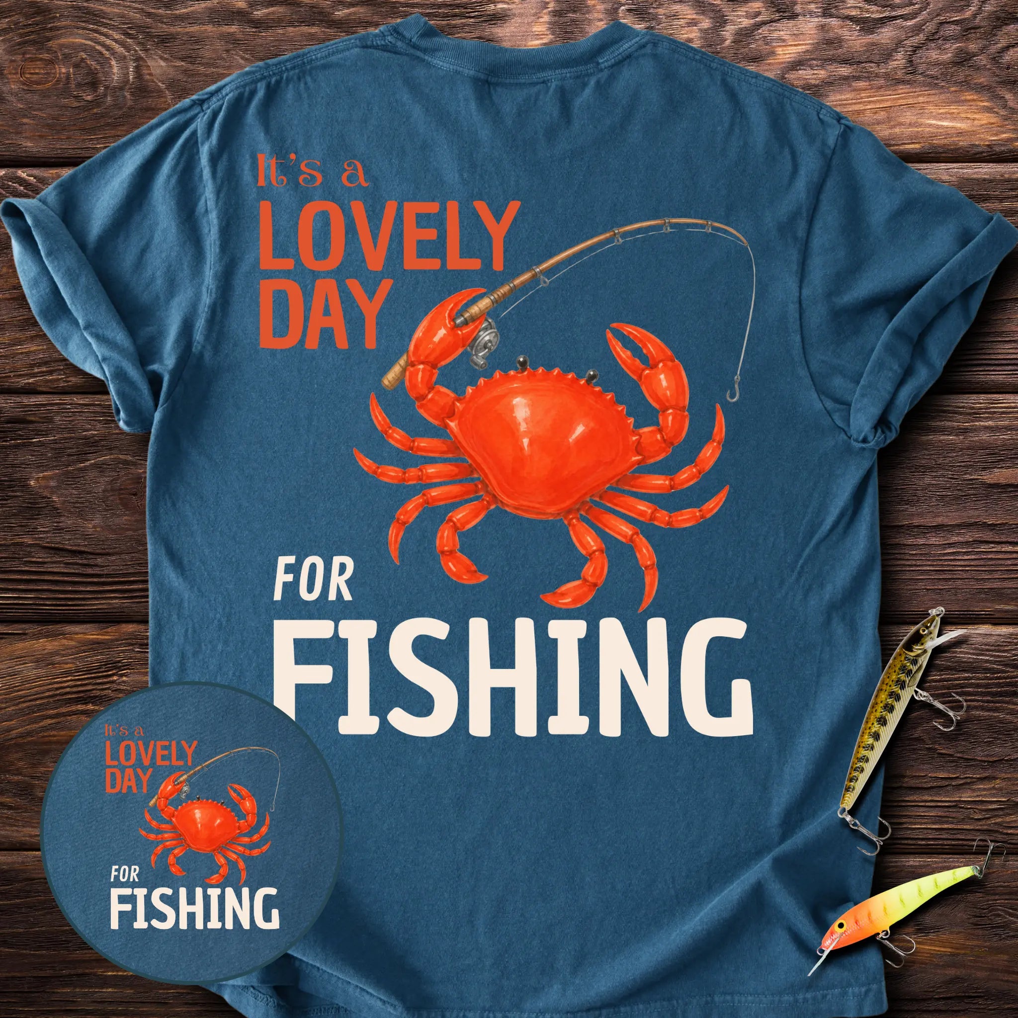 Lovely Day For Fishing Back Print T-Shirt