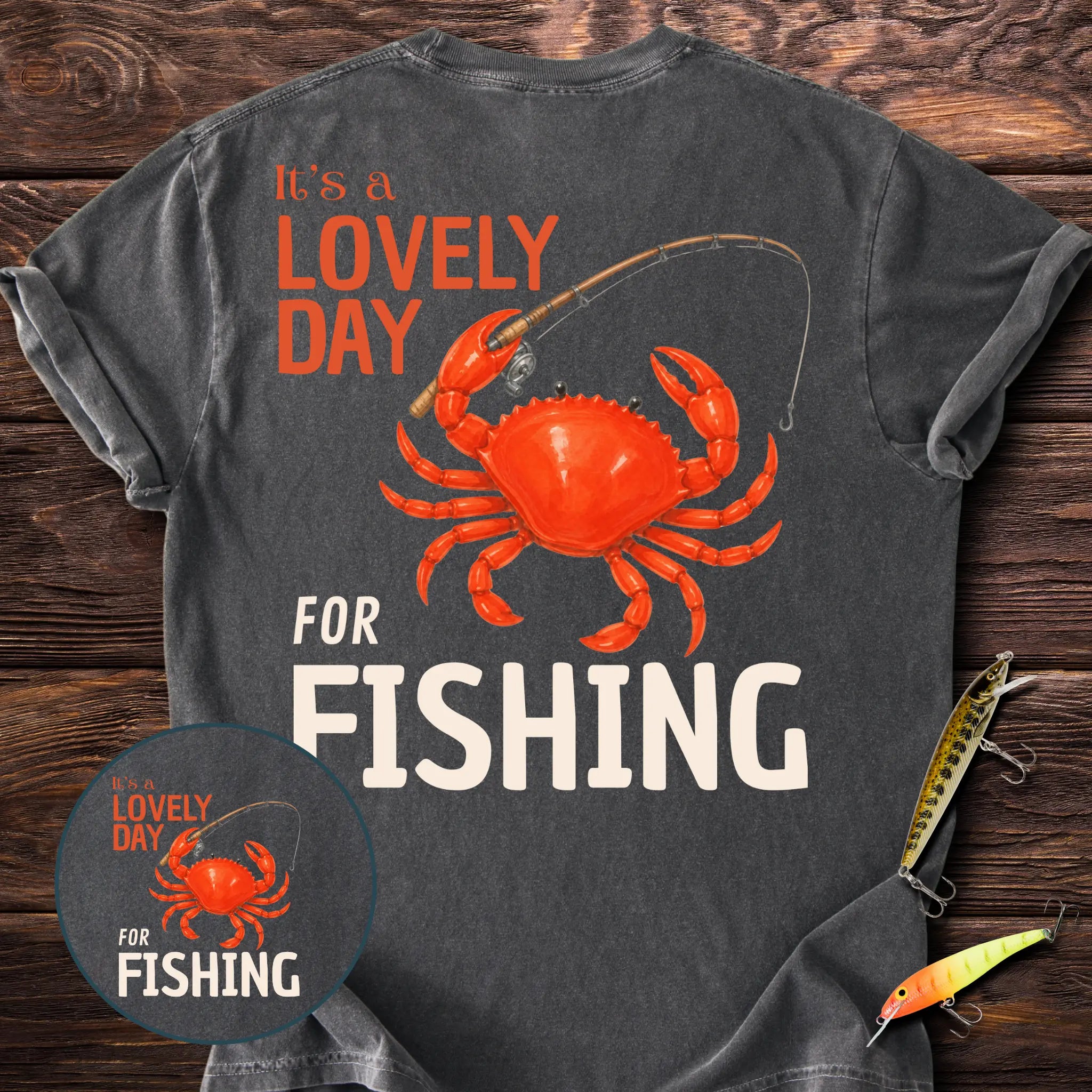 Lovely Day For Fishing Back Print T-Shirt